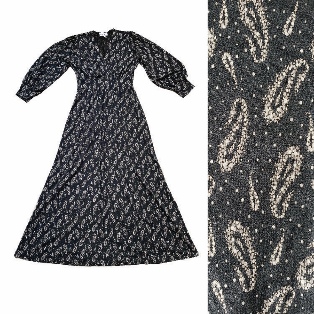 Veronica M Black and White Long Sleeve Dress